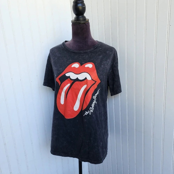 The Rolling Stones VINTAGE TONGUE T-Shirt  Gray Dye Sz L - Picture 1 of 9